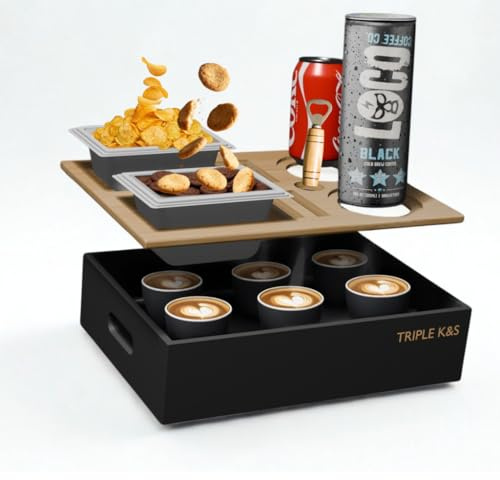TRIPLE K&S Couchbar Snackbox aus Bambus – Snackbar für die Couch, Snackbox für Snacks & Knabbereien, Couchbar Snackstation, Couch Box für gemütliche Abende