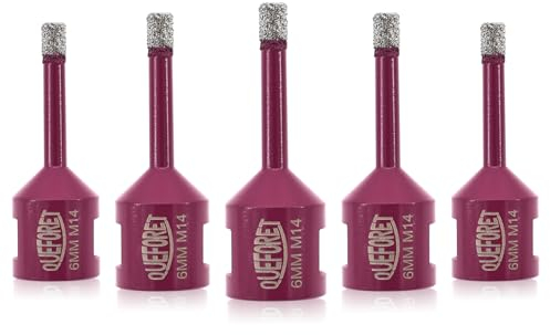 QUEFORET Punte Diamantate per Gres Porcellanato 6mm x M14-5 Pezzi Punte Trapano per Porcellana Piastrelle Ceramica Marmo Granito per Smerigliatrice Angolare