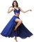 MUNAFIE Damen Langer Rock mit Schlitz Bauchtanz Tanz Chiffon Rock Tanzkleid Bauchtanz Kostüm Dunkelblau