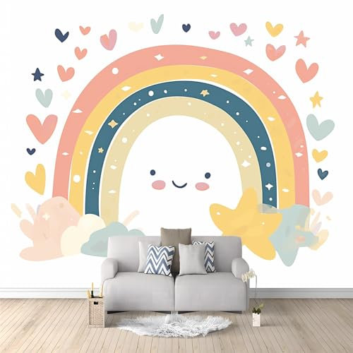 Art Photo Wallpaper Cartoon Rainbow Arch Non-Woven Living Room Bedroom Wall Decoration - Photo Mural- Gaming Room TV Background Wall Decor 400 x 280 cm