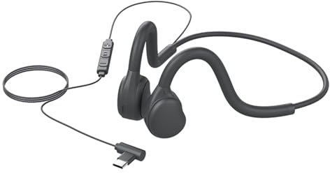 GZCRDZ Auriculares de conducción ósea, auriculares con cable tipo C, micrófono integrado, antisudor, auriculares deportivos USB-C abiertos