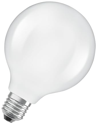 Osram LED Superstar Classic Globe LED-Lampe G 95 in klassischer Ballform aus gefrostetem Glas, 3.8 W, 806 lm, E27 Fassung, warmweißes Licht mit 2700 K, EEK A, 95 mm Durchmesser.