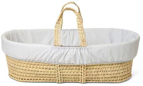 Clair de Lune Stripe Palm Moseskorb mit Bettwäsche 75 x 28 cm (Grau)