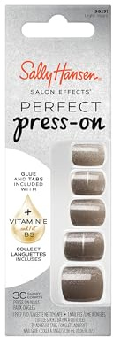 Sally Hansen Faux Ongles Salon Effects Perfect Press-On, 231 LIGHT YEARS, N'abîment pas vos Ongles Naturels, Manucure Rapide & Facile, Résultat Professionnel, Capsules Réutilisables.