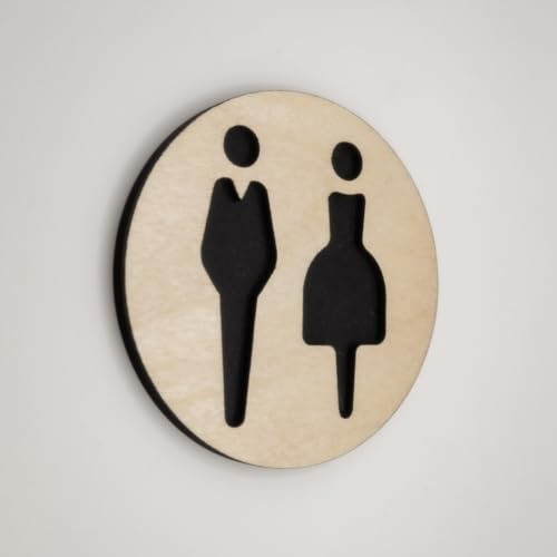 NOIR.DESIGN Cartello unisex per porta del WC, per cambio del bambino, accessibile ai disabili, di genere neutro, bagno, ufficio, hotel, pub, ristoranti, autoadesivo, 9,5 cm
