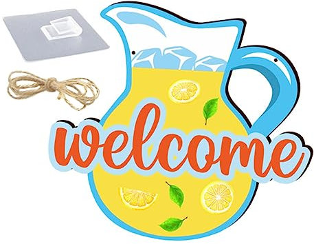 Alipis Wooden Summer Door Sign Beach Theme Beverage Listing Hanging Plaque for Home Decor Rustic Welcome Sign for Front Door