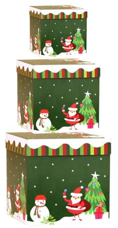 Weihnachtliche Geschenkboxen Zum Verschachteln – Dekoration Aus Pappschachteln | Weihnachtliche Gestapelte Geschenkbox Mit Deckel Und Schleife In 5 Verschiedenen Größen Zum Verschenken Von Feiertagen,