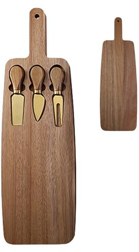 Hogvinnatil Juego de tabla de queso, juego de tabla de salchichas, bandeja para queso, tabla de cortar madera, tablas de cortar queso, bandejas para servir con utensilios de queso para cocina, fiesta