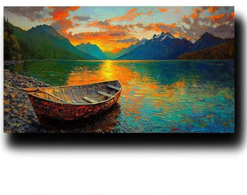 See Malen Nach Zahlenn Erwachsene - Boot Malen Nach Zahlen ab 9 jahre Mädchen, Acrylfarben Set Malen Nach Zahlen kinder, Kreativ set für Erwachsene Bastelset, Wanddeko und Geschenk 30X60cm 2w-V-L