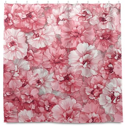 miaozhen 182 x 182 pollici resistente all'acqua tende bagno con gancio fiori di garofano pesca tenda da doccia lavabile lusso tenda da doccia fodera per bagno cortinas para ba?o Elegantes modernas