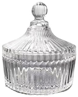 Lizhuzhuzs28 Mantequillera Mantequera de Vidrio Transparente con Rayas, Tarro for Dulces, for Cocina, jarrón, joyero Mantequera