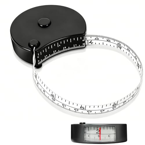 Indragbart Kroppsmåttband för Kroppsmätningar Kompakt Måttband för Midja och Armar med Transparent Fönster för Viktminskning och Fitnessspårning