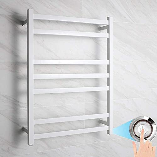 CLRAWSHB Scaldasalviette riscaldato-Scalda Asciugamani Elettrico in Acciaio Inox con Interruttore LED, Termostato da Parete Scaldasalviette, Portasciugamani da Bagno per Bagno