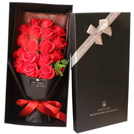 COLLBATH 1 scatola Bouquet Rosa Decorativo Rosse Profumate Confezione per Compleanni e Speciali