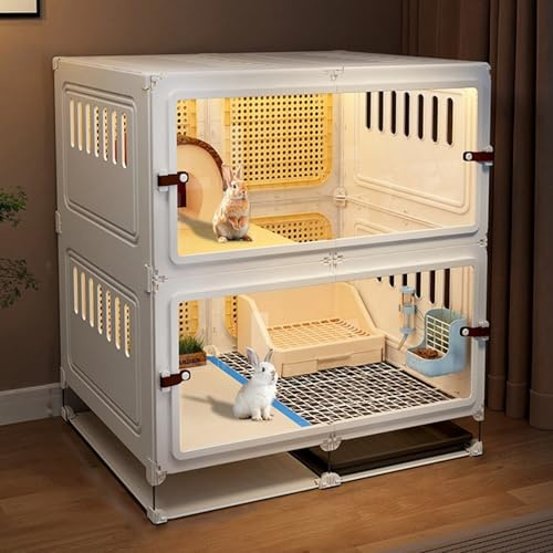 Kaninchenkäfig mit Transparenter Tür und Ablage für Meerschweinchen, Kaninchen Und Chinchilla-Gehege für Drinnen Und DraußEn(70 * 45 * 80cm)