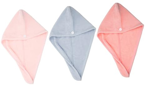 FOMIYES 3stücke Schnelltrocknendes Haarhandtuch Saugfähige Haartuchmütze Trockene Haarmütze Haartrockenwickel Korallen Fleece Hüte Haar Handtuch Wraps Leicht Und Tragbar Für Home Reisen