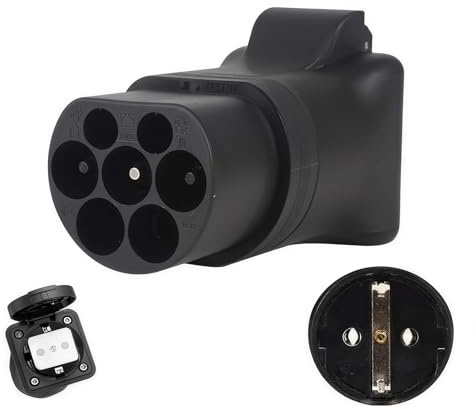 Refein Adaptateur de Type 2 vers Schuko, 3500 W 16 A 220 V Type 2 - Adaptateur de Charge EV pour vélos électriques, Scooters, fauteuils roulants électriques, Type 2, Chargeur de Voiture
