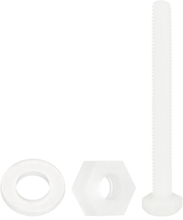 QUARKZMAN 150 Stück/50 Sets Nylon Sechskantschrauben M4 x 40mm, Weiß | Vollgewinde Kunststoffschrauben Und Muttern Mit Unterlegscheiben Für Maschinen Elektronik Industriezubehör