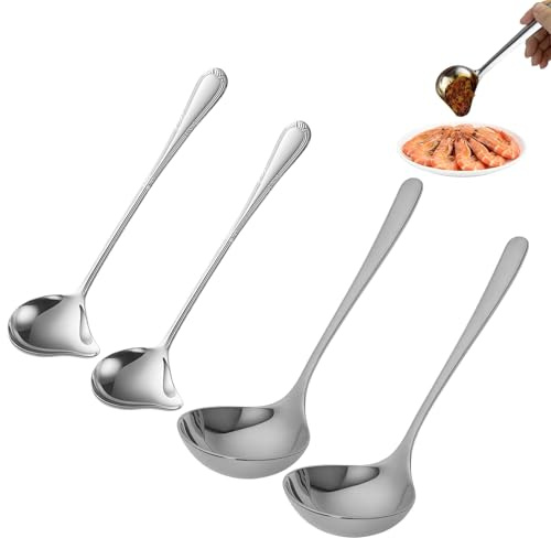 4 Stück Edelstahl, Soßenkelle, Schöpflöffel, Ideal Für Suppe Und Soßen, Praktisches Küchenzubehör, Langlebig Und Rostfrei
