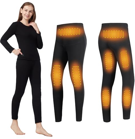 Värmebyxor för kvinnor, 3 värmezoner elektriska termiska underkläder leggings inomhus utomhus värmelånga långkalsonger