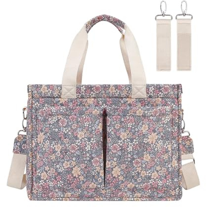 Skötväska - Skötväska Tote med nappfodral, bärbar babyvårdsväska för resor och dagliga moderskapsaktiviteter | Klassisk blommönster plantskola ?er för de flesta barnvagnar