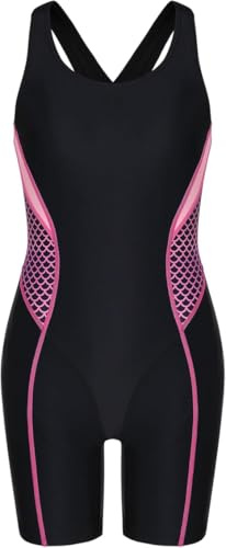 Charmo Girls Boyleg One Piece UPF 50+ Training Racerback Bathing Suit Fish Scales Pink/Black 11-12 Years