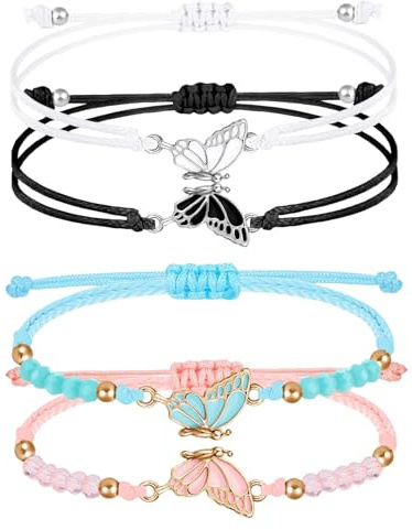 HUZNA 4 Bracciali dell'amicizia per Bambini,Braccialetti Amicizia per Bambina Ragazza,Intrecciati Regolabile,Come Regalo per Ragazze, Bambini, Pensierini di Compleanno
