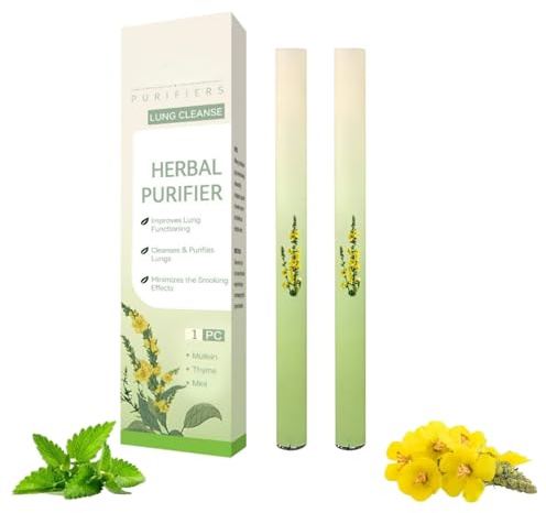 Lungenreinigung, Kräuter-Reiniger, verbesserter Inhalier-Stick zur erleichterten Atmung, aromatischer Kräuter-Diffuser-Stift mit Königskerze, Menthol und Thymian (2 Stück)