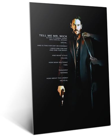 Displate Metal Poster John Wick Tactical Tailoring for Mr. Wick Wandbild M | Magnetische Befestigung Wandposter. Wanddeko, Metall Wandkunst, Wanddekoration im Wohnzimmer in Schlafzimmern & Büros.