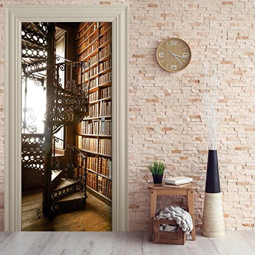 Stickerprofis Türtapete selbstklebend TürPoster - BIBLIOTHEK - 3D Türaufkleber Türfolie