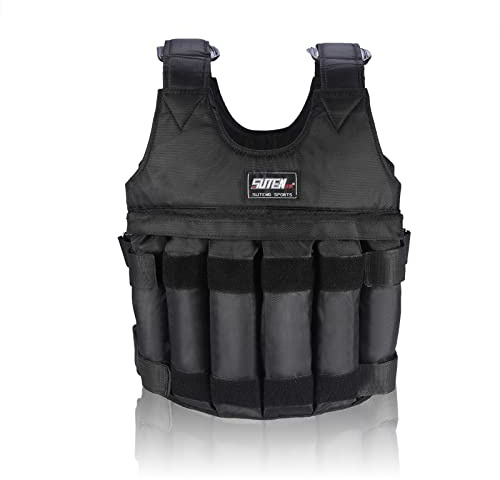Estink Giubbotto Zavorrato Regolabile, Gilet da Allenamento con Pesi, 50KG, 12 Borse per Allenamento Palestra