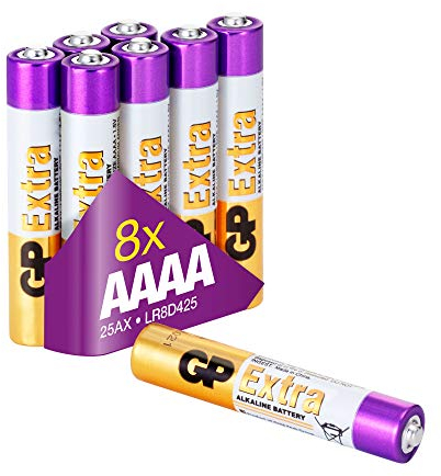 GP Extra Alkaline AAAA Batterien LR61 1,5V | Mini-Batterien MN2500 E96 LR8D425 (Pack mit 8 Stück Batterien AAAA 1,5V)