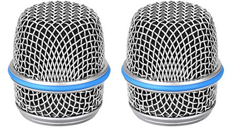 sourcing map 2pcs Microphone Mesh Grill Metal Windscreen with Black Interior Foam Filter for
