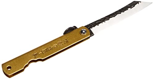 Higonokami 01PE313 Hoseki Taschenmesser aus Stahl und MessinginderFarbeGold-16,50cm