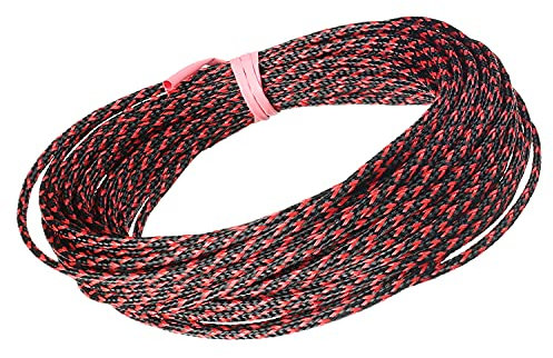 Othmro 10m/32.8ft ANIMALE DOMESTICO Espandibile Treccia Cavo Guaina Flessibile Rete Metallica Manica Nero Rosso