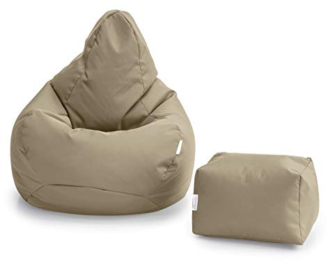 Loft 25 Sitzsack-Spielerstuhl | Sitz Sitzsack für den Innenbereich des Wohnzimmers im Freien | Wasserbeständig | Ergonomisches Design zur Körperunterstützung (Stein, Sitzsack Set)