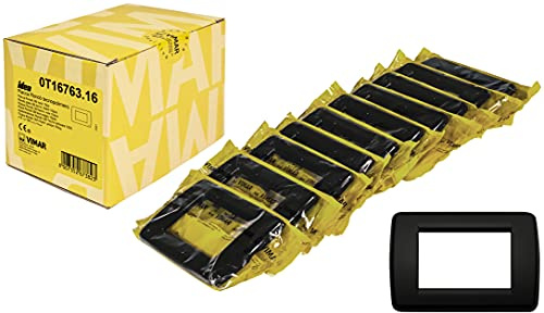 Vimar 0T16763.16 Idea Placca Rondò 3 moduli in tecnopolimero, 10 pezzi, nero