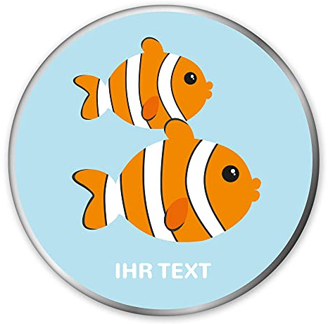 Metalldose personalisiert Ø 15cm Fische | Runde Keksdose mit Namen | Aus Metall, handbedruckt. Ideal als Geschenkdose für Kinder, Vorratsdose für Kekse, Plätzchen, Kaffee, Tee