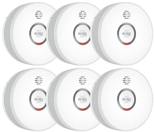 ELRO PRO PS4910 Design Rauchmelder mit 10 Jahre Batterie - Automatischer Selbsttest - Nachtmodus - Entspricht der Europäischen Norm EN14604-6 Stück, Weiß