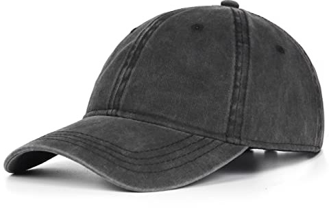 Zylioo Basebollkeps XL/XXL män och kvinnor stor storlek vintage keps retro visir kepsar, Svart/grå, XXL