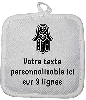 Manique Gant de Cuisine Pictogramme Main de Fatma avec Texte Personnalisable