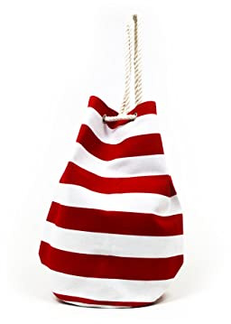 BIANCHERIAWEB Sacca Mare Zaino Borsone Grande Spiaggia Piscina Beach Stripe A Righe Sacca Rosso