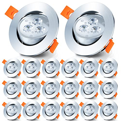 Ikodm 10er 3W LED Einbaustrahler Schwenkbar 230V, Ultra flach LED Einbauleuchten, IP44 Wasserfest Bad LED Deckenspots Spot, Kaltweiß 6000K Deckenstrahler für Badezimmer Wohnzimmer