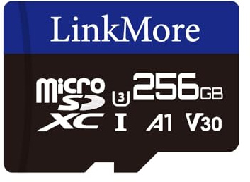 LinkMore 256 GB Micro SDXC-kort, A1, UHS-I, U3, V30, klass 10-kompatibel, läshastighet upp till 100 MB/s, skrivhastighet upp till 75 MB/s, SD-adapter ingår