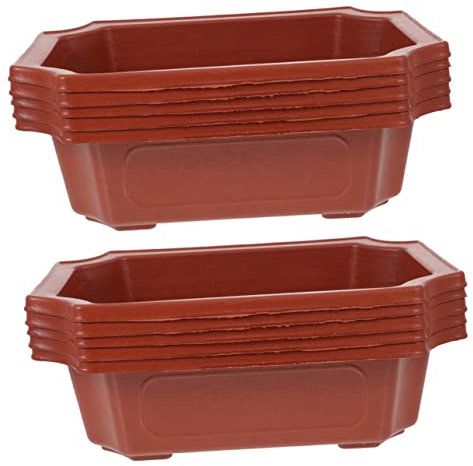 Yardwe Pot de Fleurs Bonsaï Rectangulaire en Plastique Imitation Céramique Lot de 10 pour Plantes Fougères Jardin Bureau Intérieur Rebord de Fenêtre Décoration et Pratique