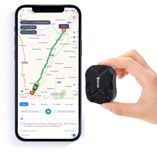 TKMARS Mini GPS Tracker Auto Magnet Auto GPS Tracker mit app 1500mAh, 32Tage Standby-Zeit, stark magnetisch wasserdicht, kein Abonnement erforderlich