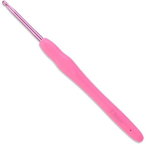 Häkelnadeln Set, 3,0mm Ergonomische Häkelnadel mit Rutschfest, Häkelnadeln Nadelset Aluminium, Häkeln mit Gummi Softgriff für Arthritische Hände Erfahrene Häkelliebhaber