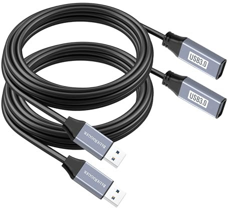 BlueRigger USB 3.0 Extension Cable (3M - 2 Pack, 5 Gbps, Type A Male to Female Adapter Cord) - Long USB Repeater Extender for VR Headset, Printer, Hard Drive, Flash Drive, Keyboard, Mouse, Xbox