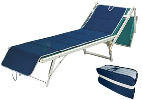 Tata Home Cuscino Imbottito per Sdraio Lettino Materassino Prendisole Pieghevole Cuscino Poltrona Sdraio Relax Trasportabile Salvaspazio Misura Maxi 52x200 cm Blu Avio
