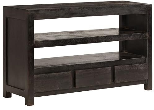 Youuihom Sideboard Dekoratives Kabinett Eingangsschrank Konsole TV-Schrank Akazienholz Massiv 90x30x55 cm Dunkelbraun Geeignet für Wohnungen, Wohnzimmer, Eingangshallen